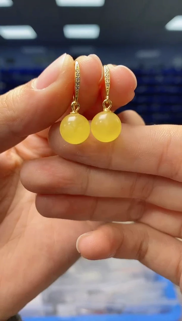 【闪购商品】蜜蜡耳饰银S925镶嵌  K2472