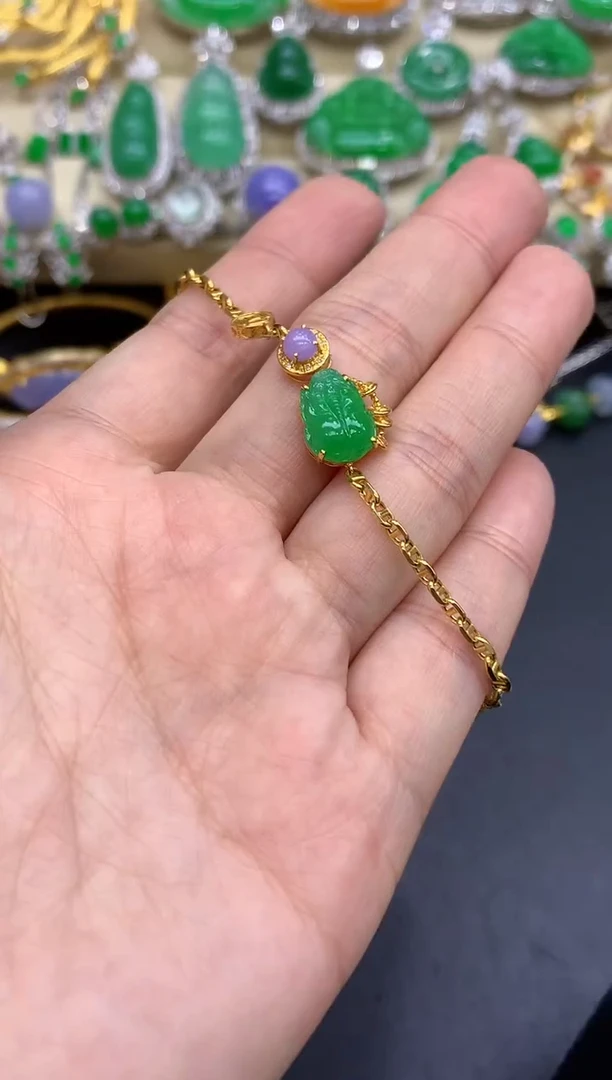 18K金镶嵌手链翡翠311-中国好珍宝