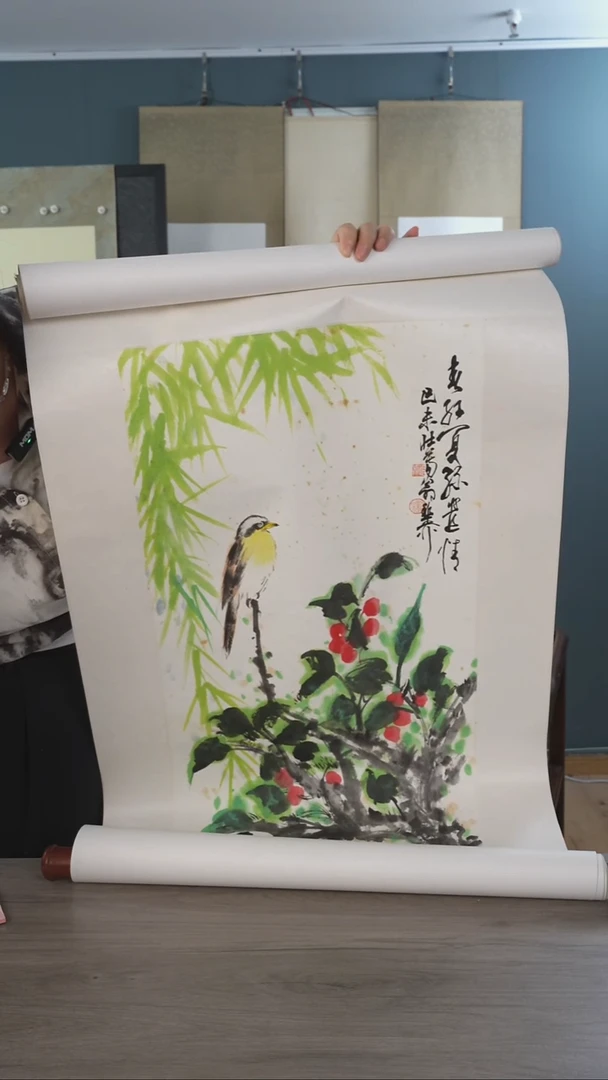 书法谢zl 老师  黄鹂柳树 画 立轴