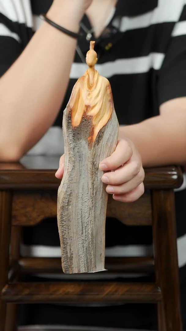 柏木（崖柏）356号陈化黑油精工无相摆件