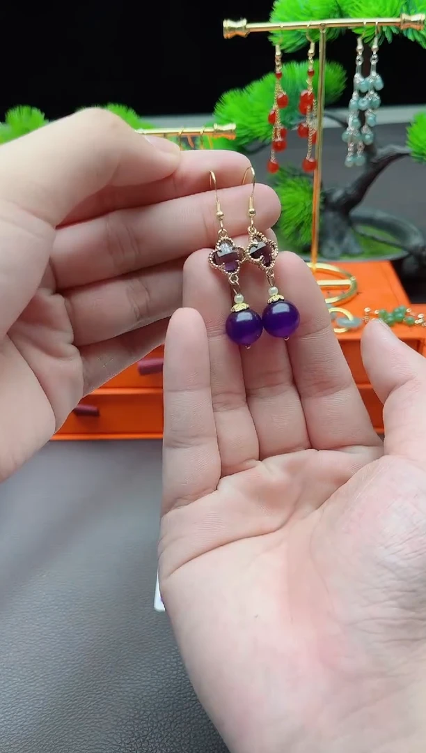 玛瑙/玉髓耳饰银S925镶嵌112