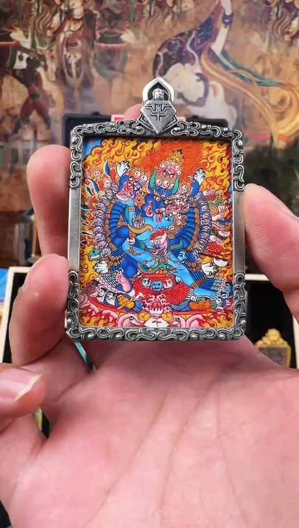 吊坠萌*纯手绘唐卡纯银直播间展示为准