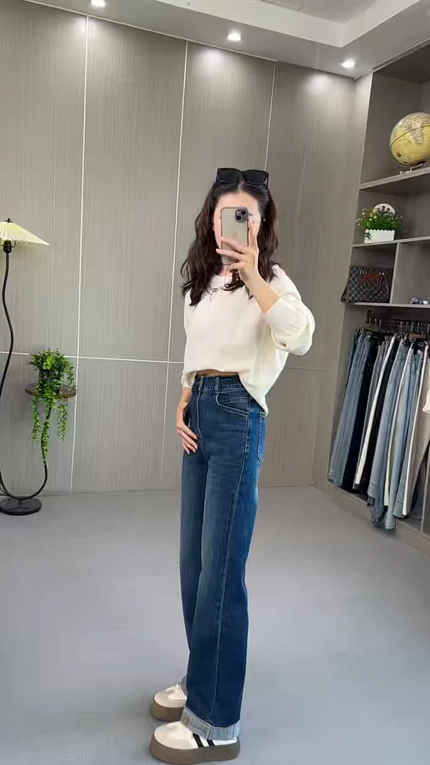 【糖果专属】橘子树在哪儿直筒休闲裤女秋季高腰显瘦宽松百搭阔腿裤