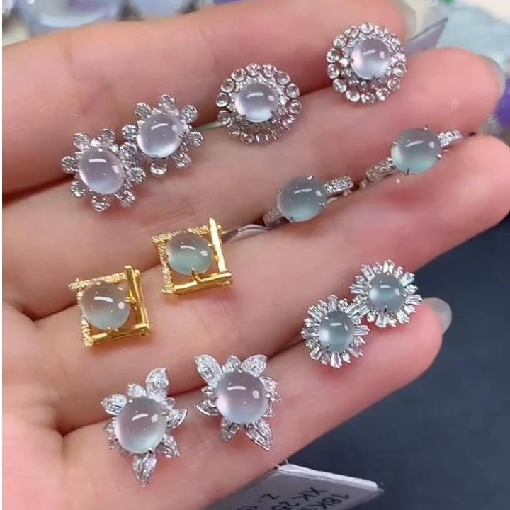 【彩虹盘】翡翠耳饰-18K金镶嵌-多样性发一件-000|CXQ21