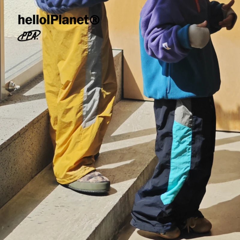 ppapa 秋冬防泼水撞色中大童降落伞裤宽松加绒运动长裤