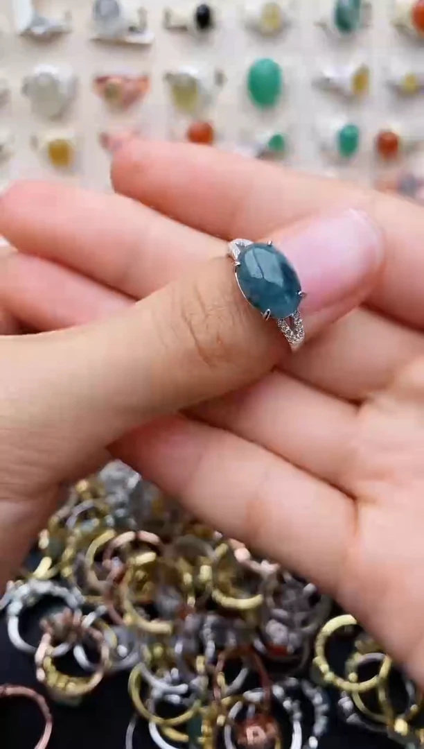 【闪购商品】翡翠戒指银S925镶嵌缅甸翡翠