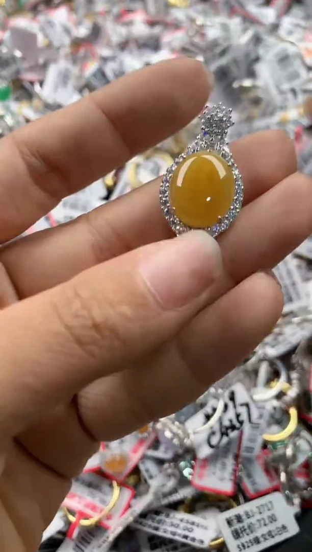 银S925镶嵌戒指翡翠10     6