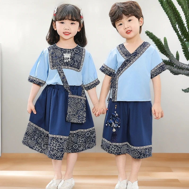 三月三广西壮族表演出服男女童套装少数民族儿童中国风古风汉服潮