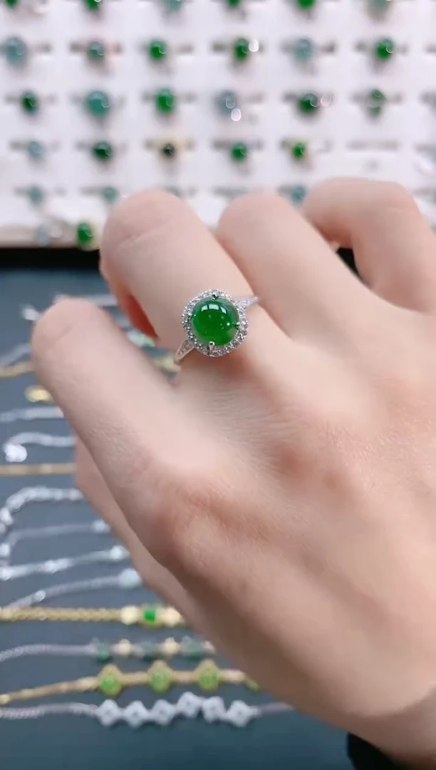 【闪购商品】翡翠戒指银S925镶嵌天然翡翠