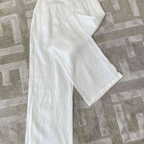 【宝姐家/阔腿裤】新款纯白色亚麻时尚百搭女阔腿裤