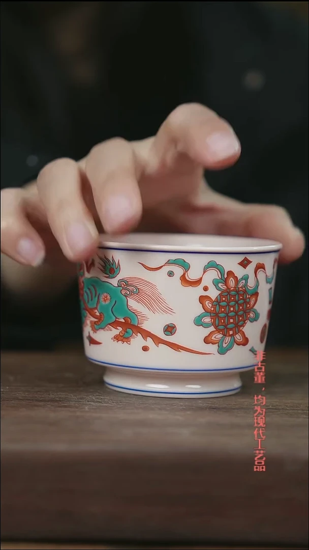 摆件陶景德镇山水主人杯