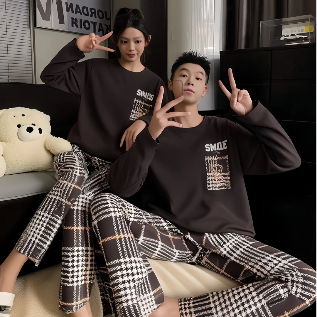 情侣睡衣秋款2025新款春秋纯棉长袖可爱女士可外穿男士家居服套装