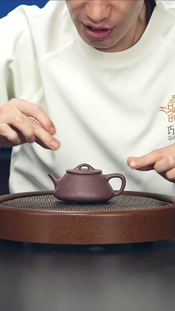 茶壶紫砂平盖石瓢-紫泥-全手工无添加（完美品）