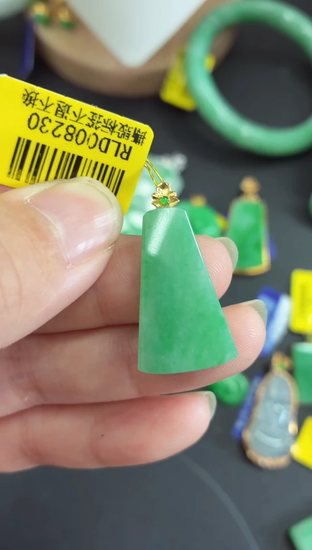 吊坠(不含链)18K金镶嵌翡翠挂件