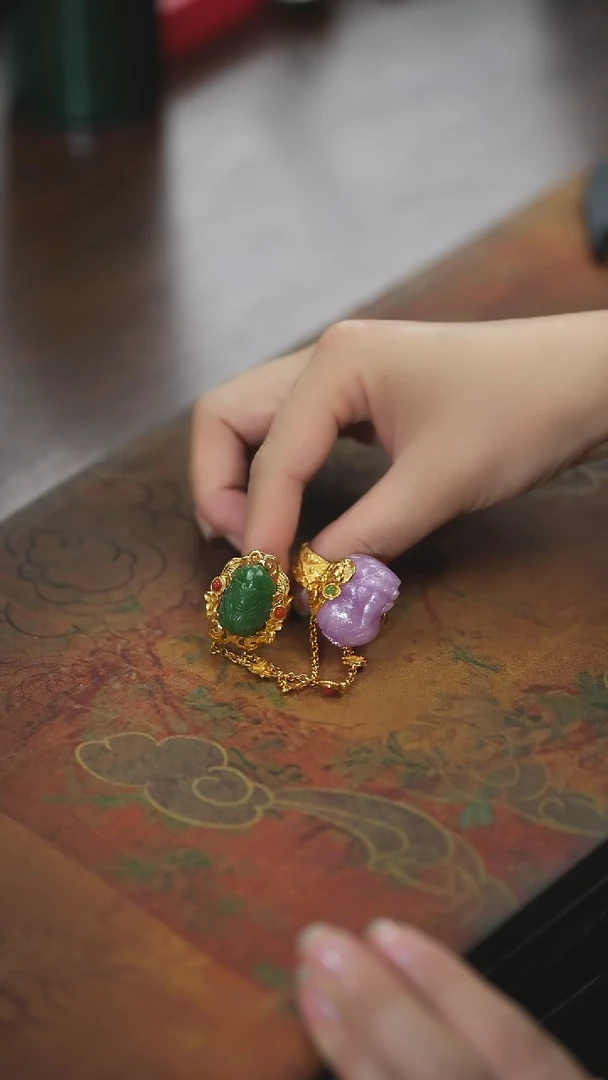 【闪购商品】和田玉戒指银S925镶嵌貔貅连体戒指