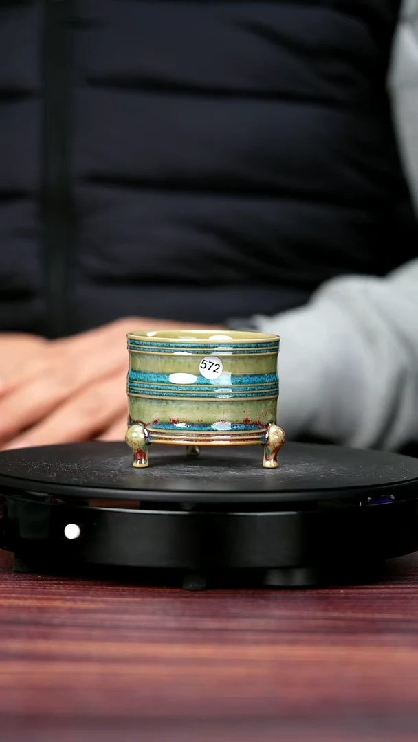 杯子瓷572#李盼龙一级品原矿钧瓷三足樽