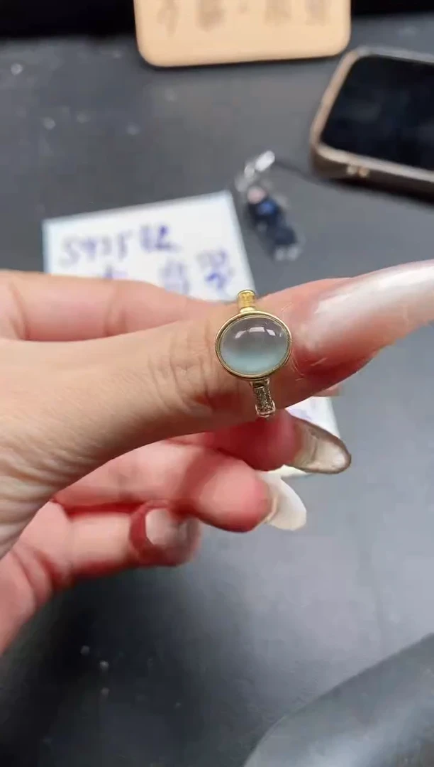 银S925镶嵌戒指翡翠51511