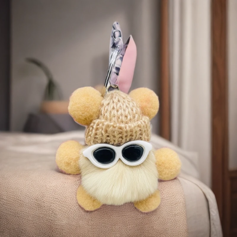 真獭兔毛【网红小煤球】可爱包包钥匙扣挂件挂饰