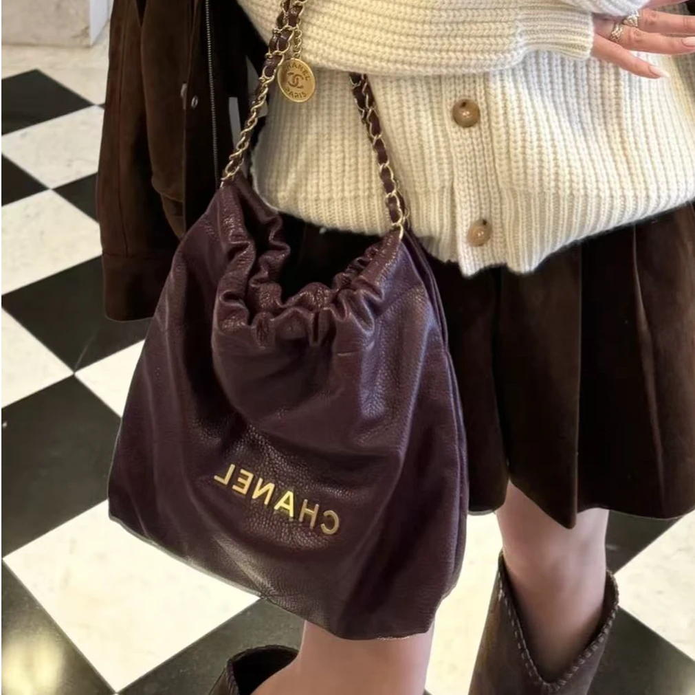 99新 Chanel/香奈儿 专柜47900酒红24年22bag单肩包B5468