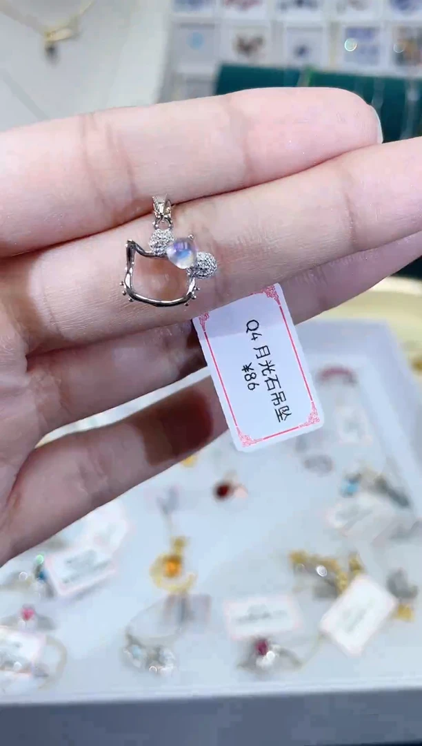 银S925镶嵌颈饰月光石天然宝石