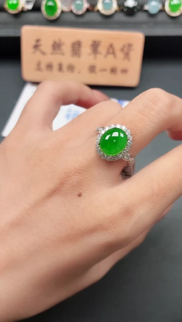 银S925镶嵌戒指翡翠11