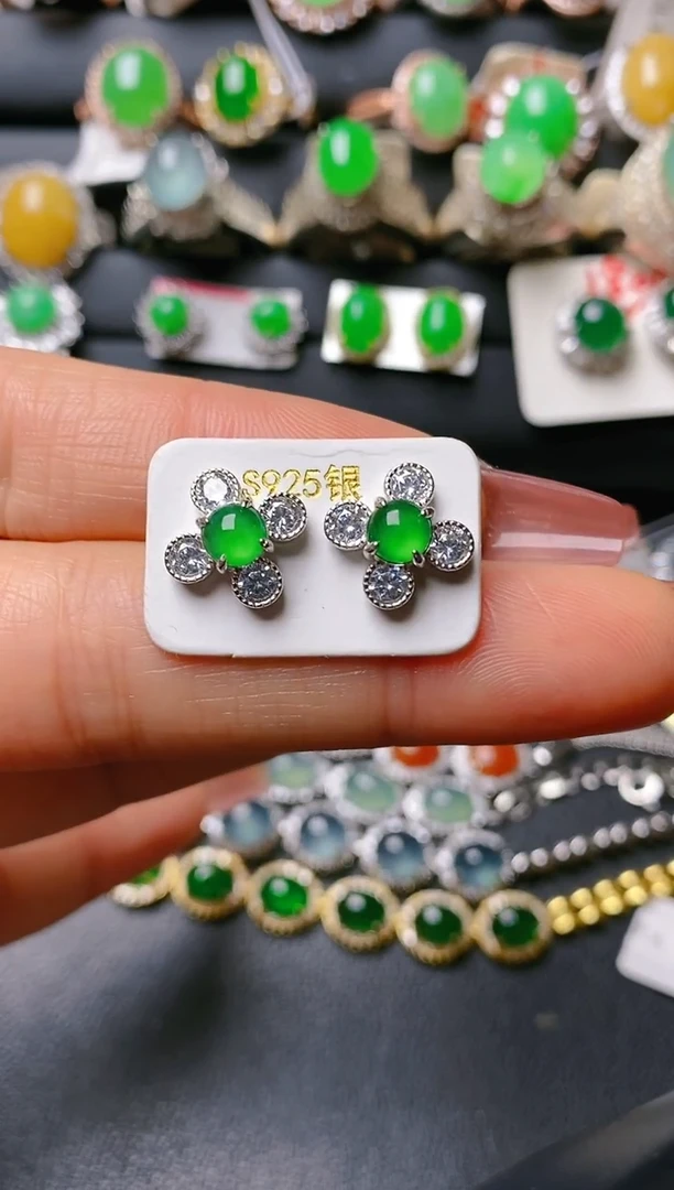 【闪购商品】翡翠戒指银S925镶嵌天然A货翡翠1