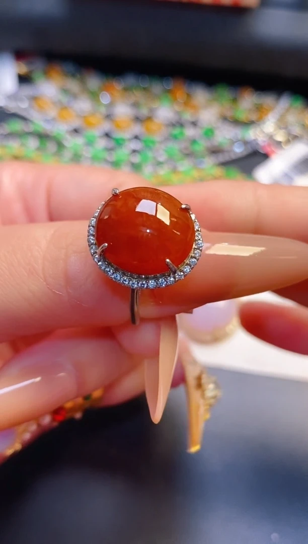 银S925镶嵌戒指翡翠天然