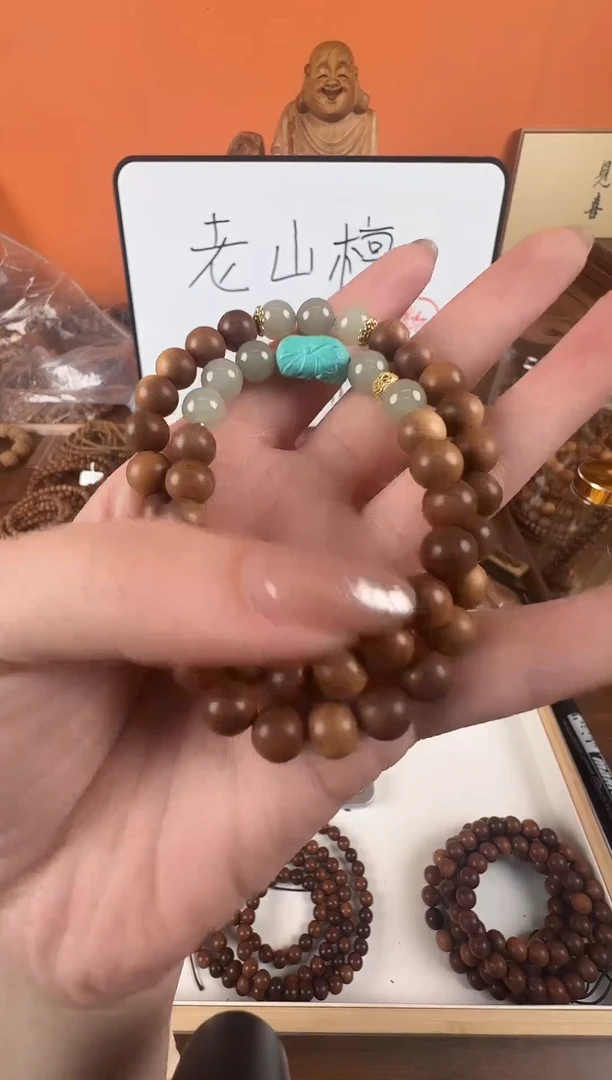 檀香木手串/手链diy1.0双圈带玉全品