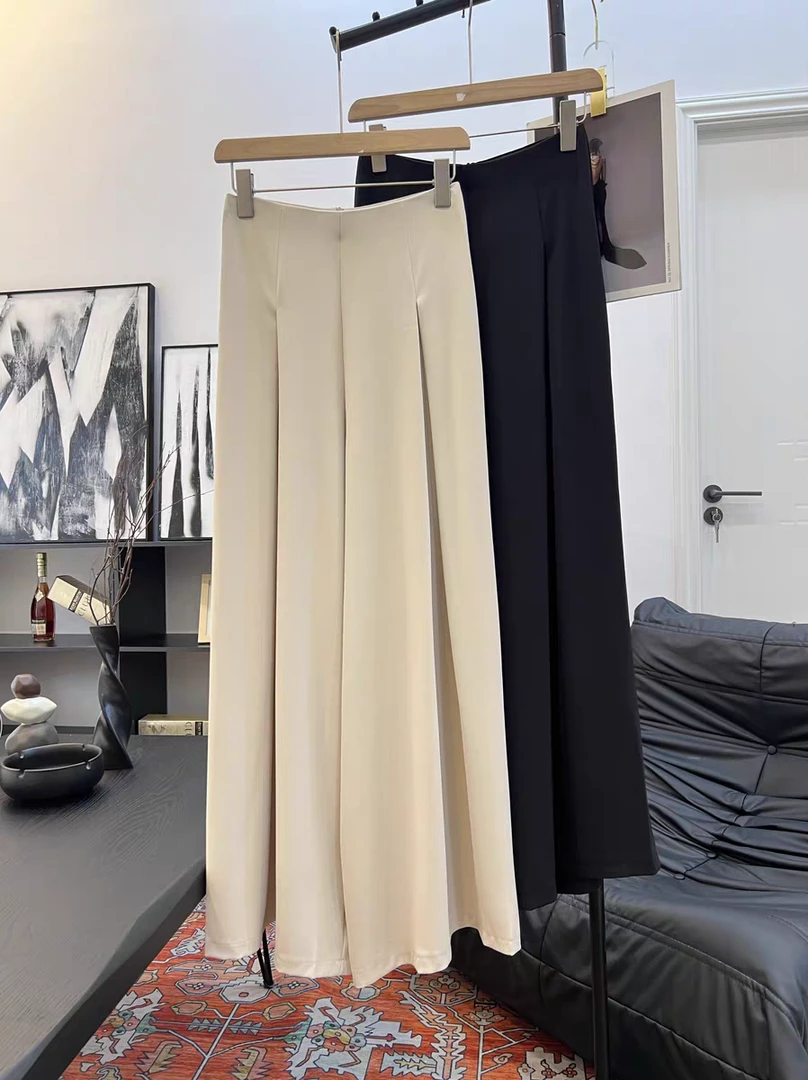 （现货+运费险）夏季莱赛尔冰丝通勤简约纯色阔腿裤时尚百搭拖地裤