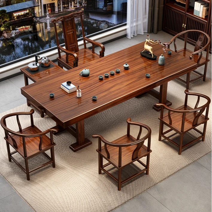 高配2025实木大板泡茶桌椅新中式茶台自动茶台办公两用