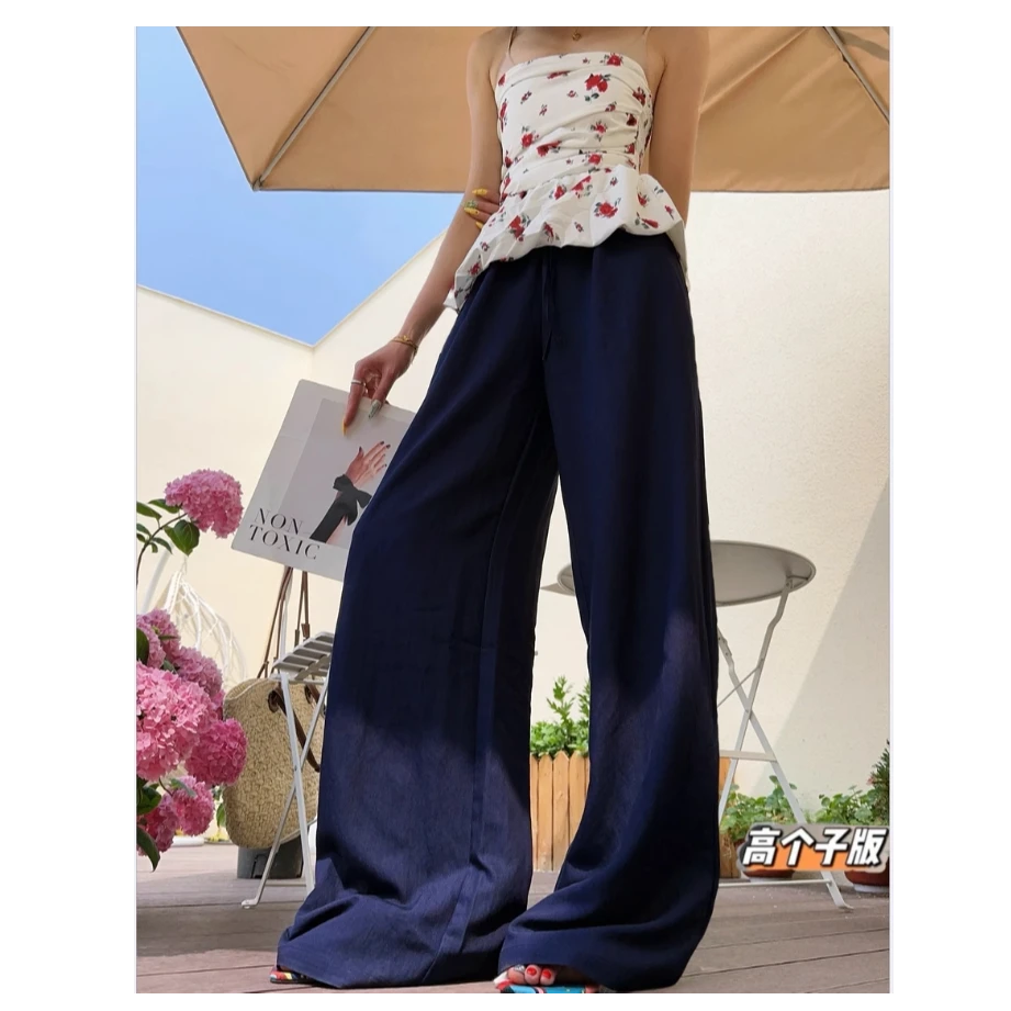 猫猫加长高个子女裤高个子薄款阔腿裤AW//9161不掉色天丝阔腿