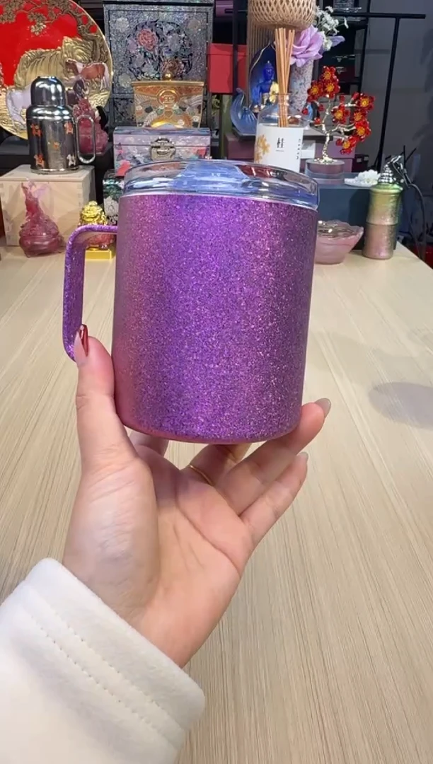 42态极双层带盖马克杯-紫色