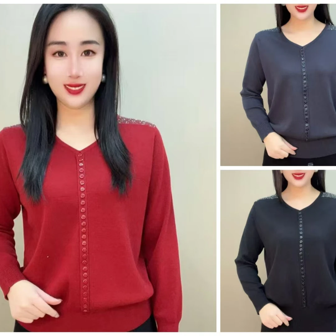 24777肩钻小扣针织焦麻衫