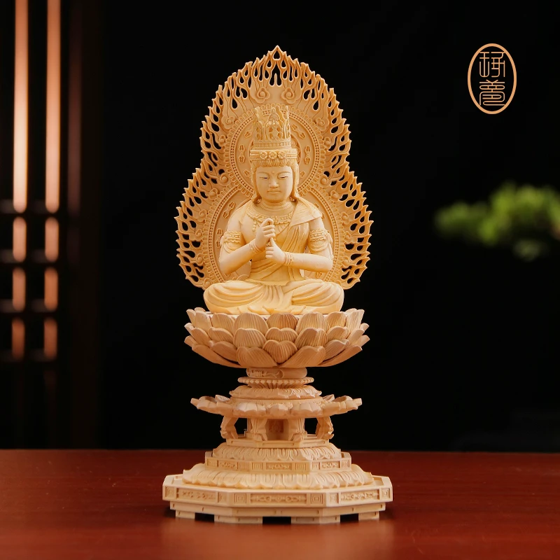 《清刀大日如来》高端黄杨木雕刻客厅全手工高档摆件家里玄关工艺品