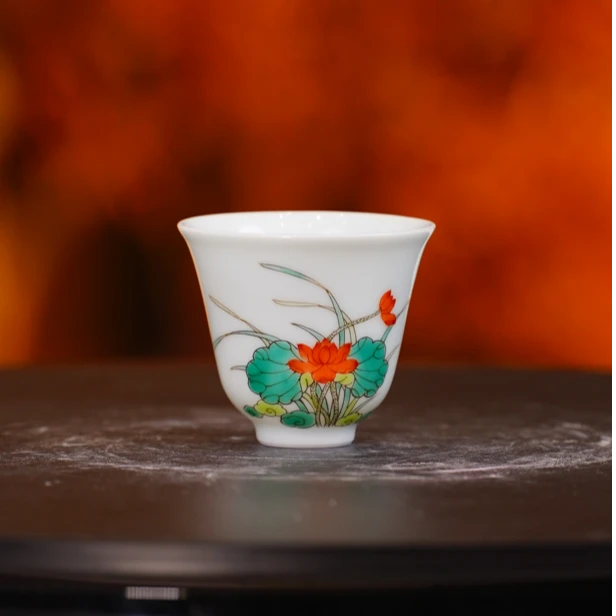 【樊匠造器】古彩荷花小杯