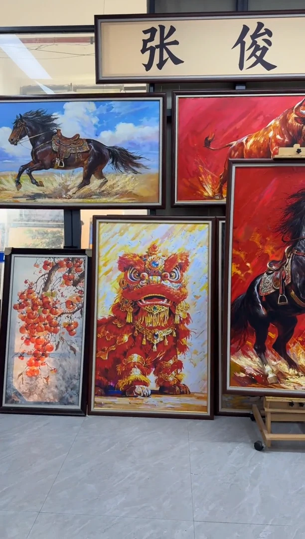 油画听*【张俊龙】70*90醒狮办公室客厅茶室客厅挂画油画版画
