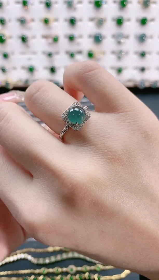 【闪购商品】翡翠戒指银S925镶嵌天然翡翠