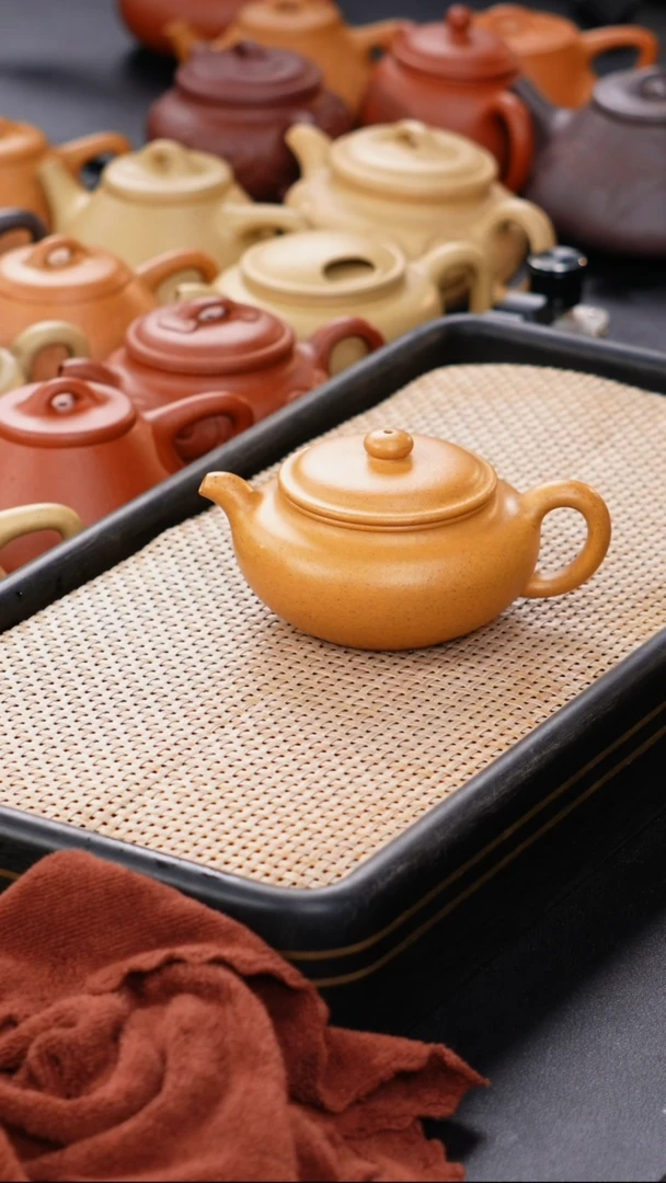 茶壶紫砂黄金段全手工扁腹壶
