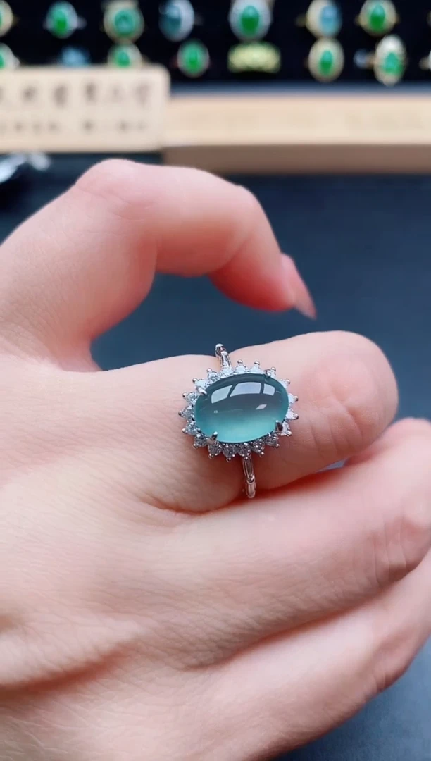 银S925镶嵌戒指翡翠1