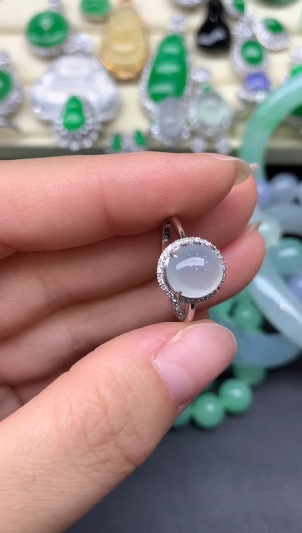 18K金镶嵌戒指翡翠216-七夕珠宝季