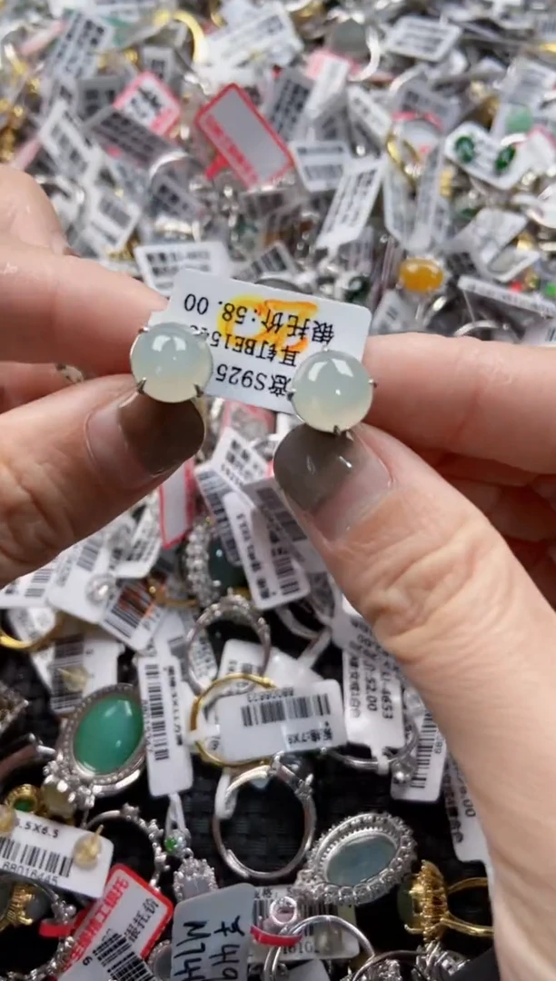 翡翠戒指银S925镶嵌5555----3