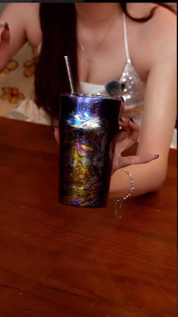 134-口杯随手杯家用啤酒杯彩钛饮料杯牛奶杯-兔子（500ml）