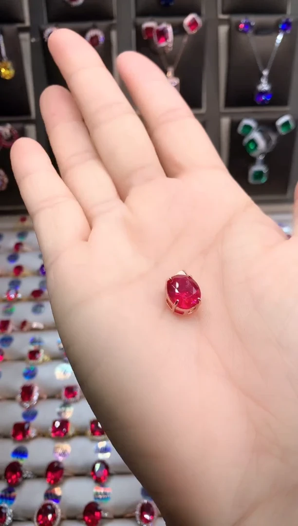 【闪购商品】红宝石吊坠(赠链)银S925镶嵌玫瑰金10.12