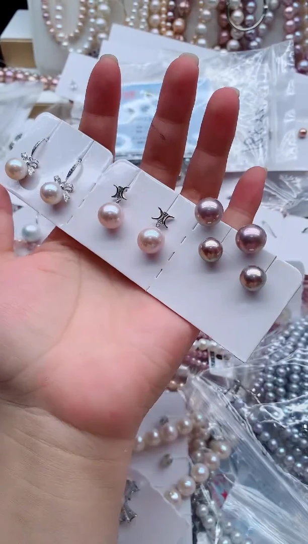 银S925镶嵌淡水珍珠耳饰多样性发其一，非无暇