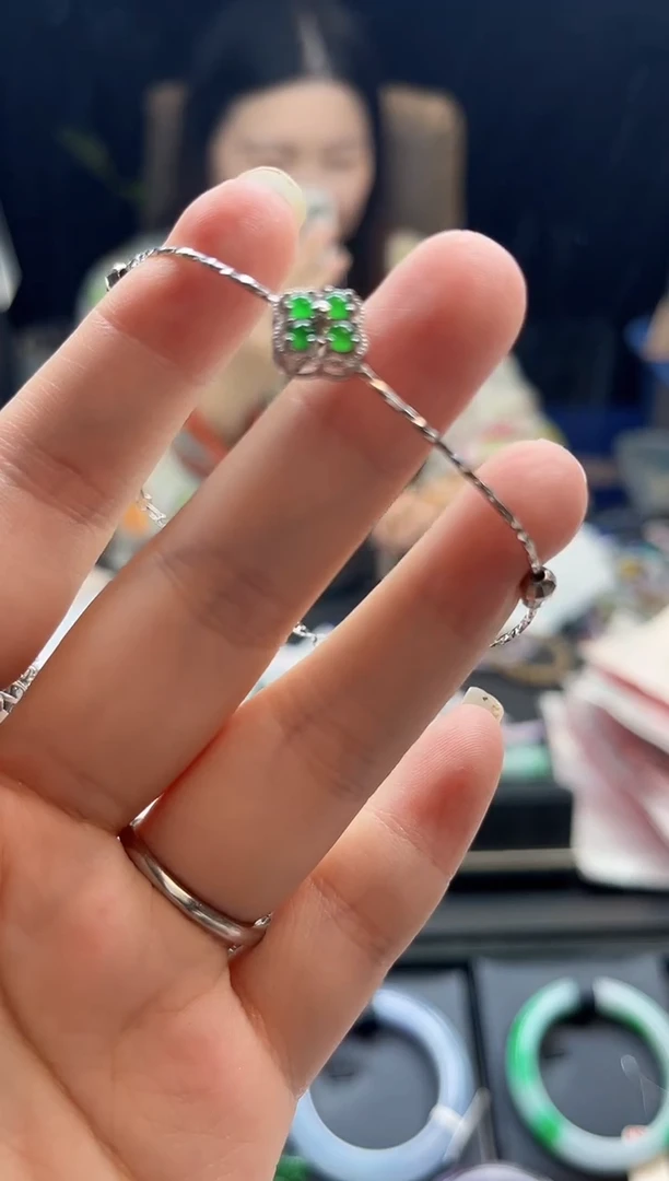 银S925镶嵌手链翡翠0382996826