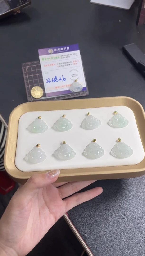 18K金镶嵌挂件翡翠冰佛公FL35配绳/多样性发其一ZBCP