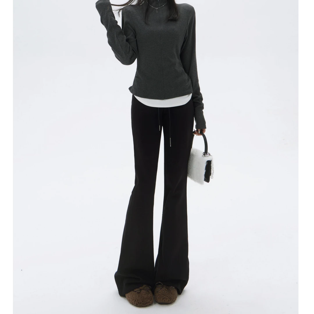 ZZR时尚春季新款微喇瑜伽裤女百搭休闲裤简约运动风卫裤