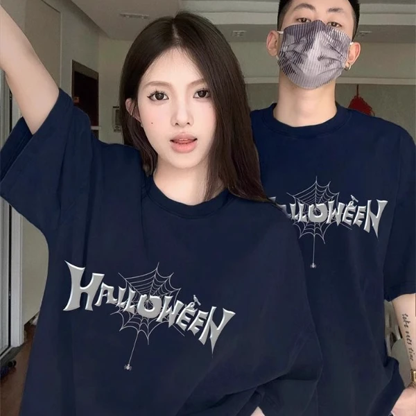 情侣装2025新款一男一女情侣短袖潮牌高级感夏季纯棉宽松休闲T恤