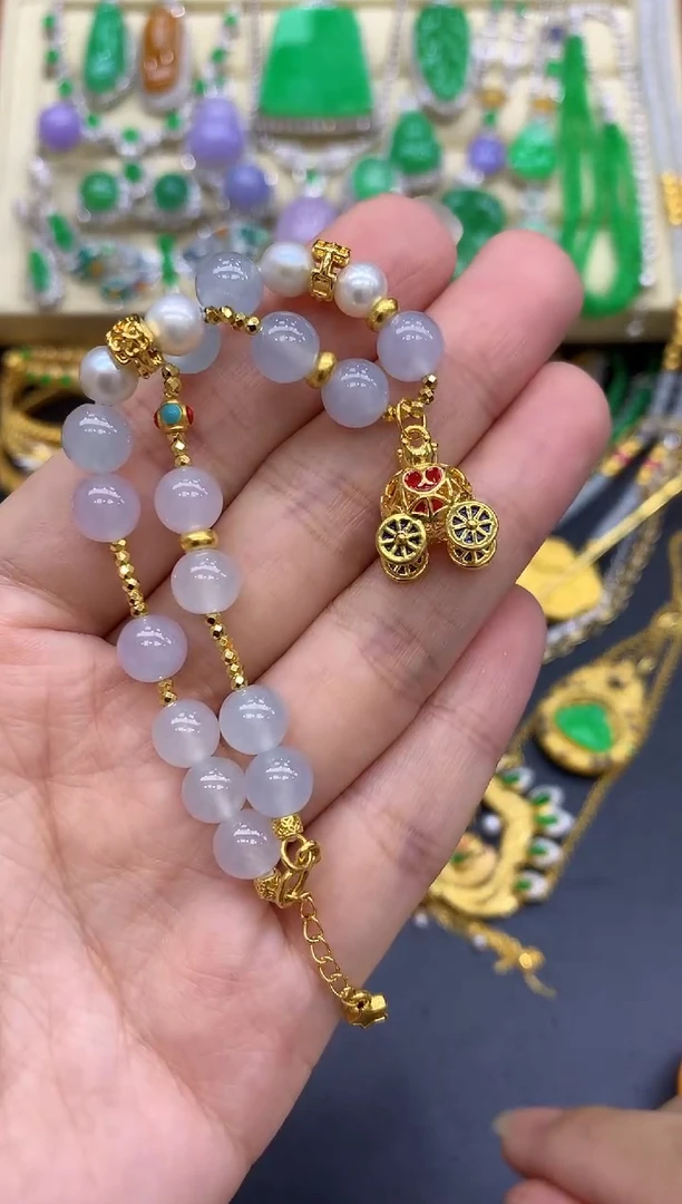 足金镶嵌手链翡翠317-中国好珍宝