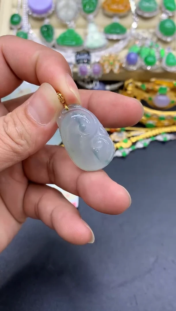 颈饰18K金镶嵌翡翠77-中国好珍宝